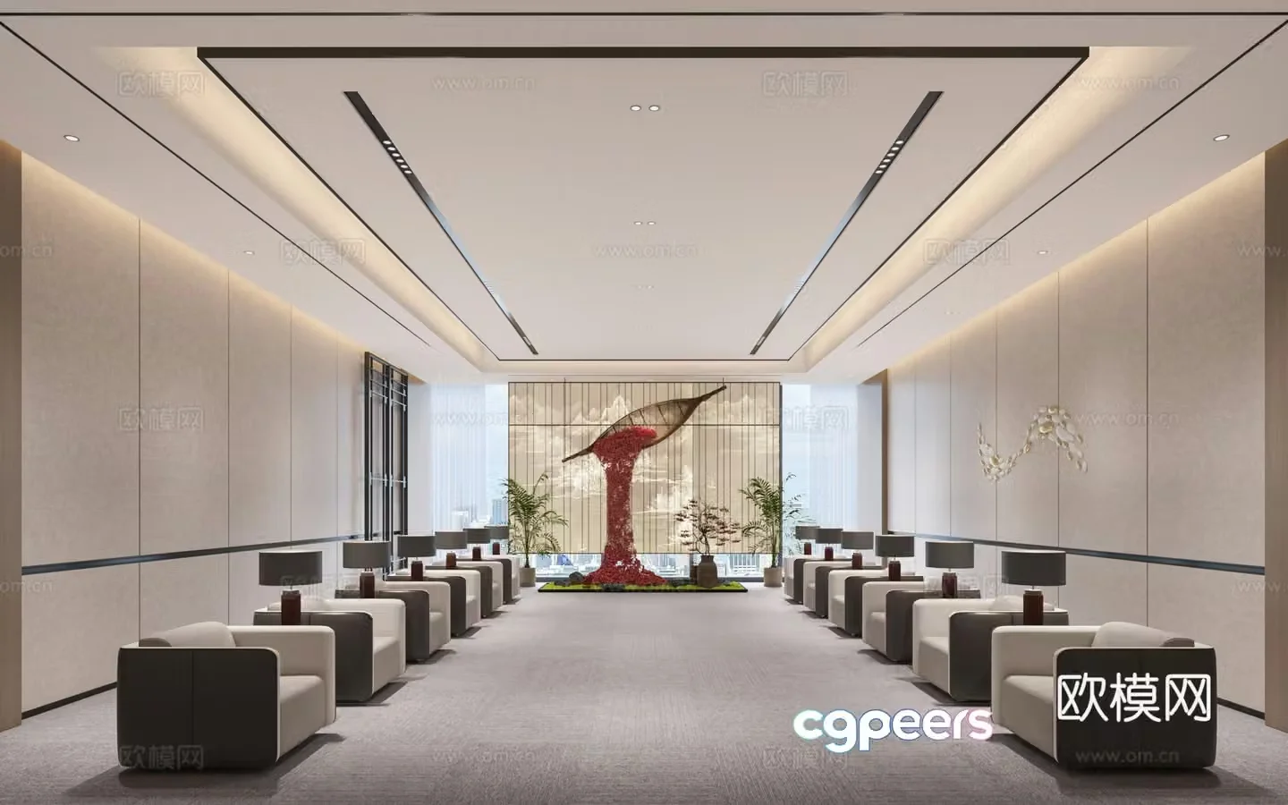 Modern reception room living room conference room reception room sofa modern interior landscape landscaping 3d model