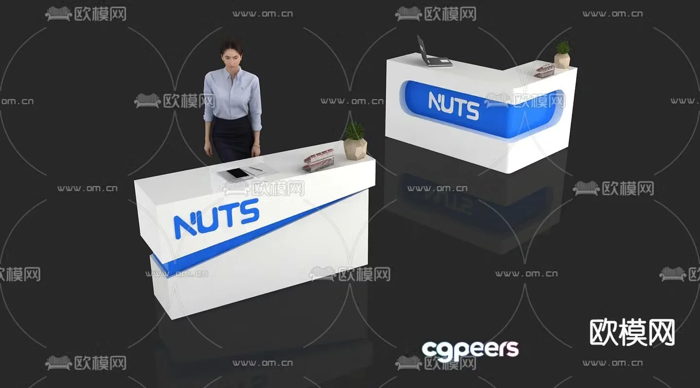 Modern reception desk front desk service desk information desk 3d model