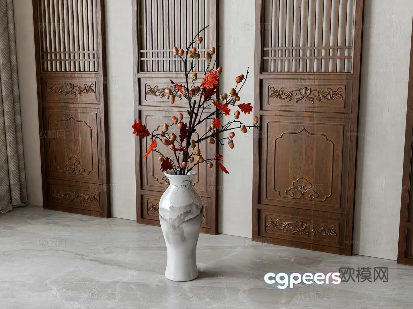 New Chinese vase flower art 3D model