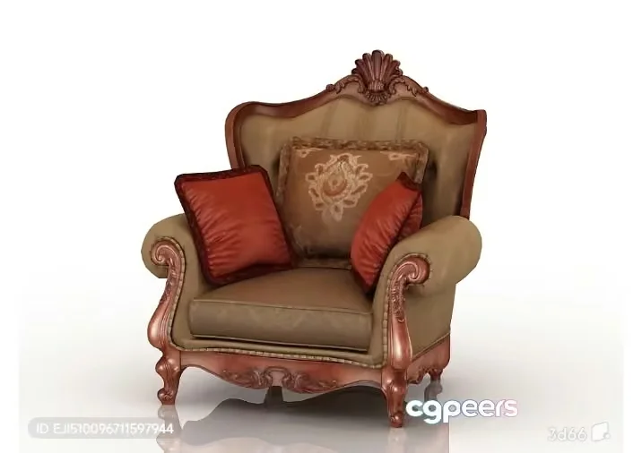A Beige Armchair 3D Model – 5285 – VRAY Render