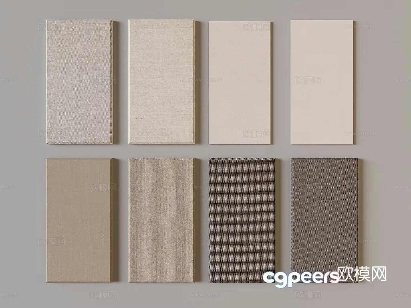 Modern cloth pattern wainscot background board cloth texture linen wall decoration board 3D model