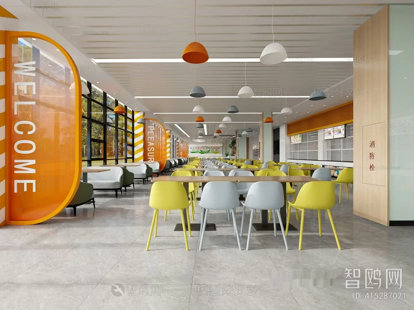 Modern Cafeteria 3D Model – 12703 – VRAY Render