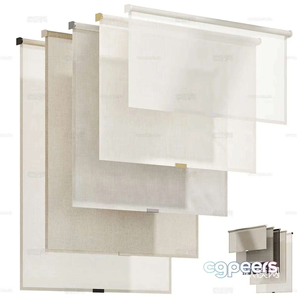 Modern minimalist roller blind 3D model