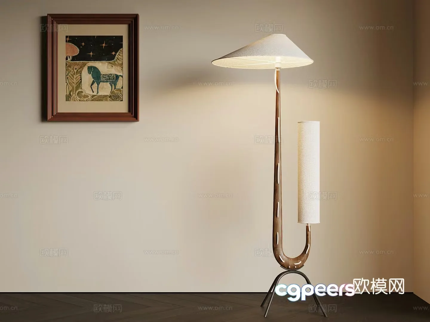 01 Floor lamp French medieval floor lamp hanging painting 3D model
