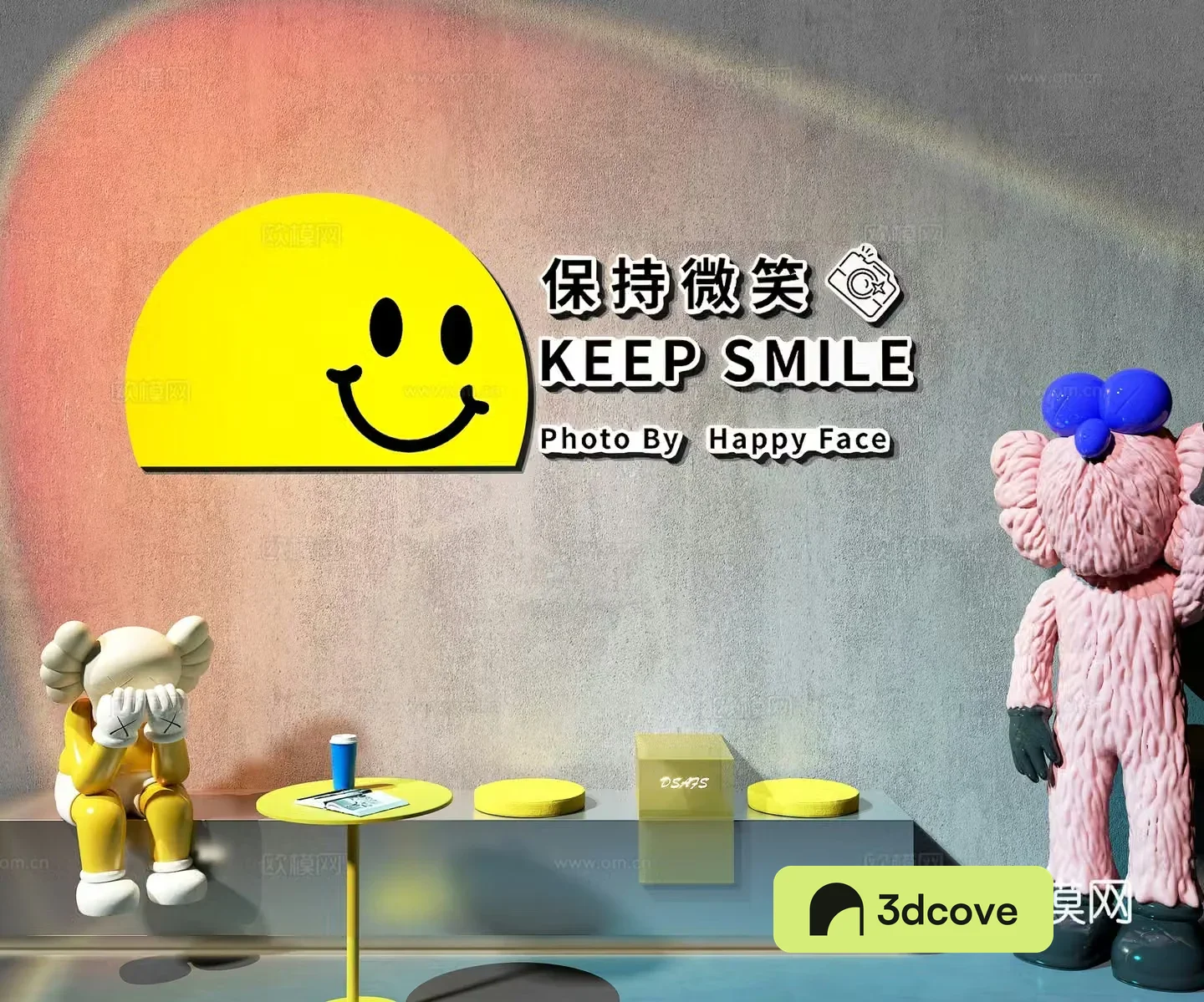 Milk tea shop check-in wall Internet celebrity check-in wall Card holder rest check-in wall