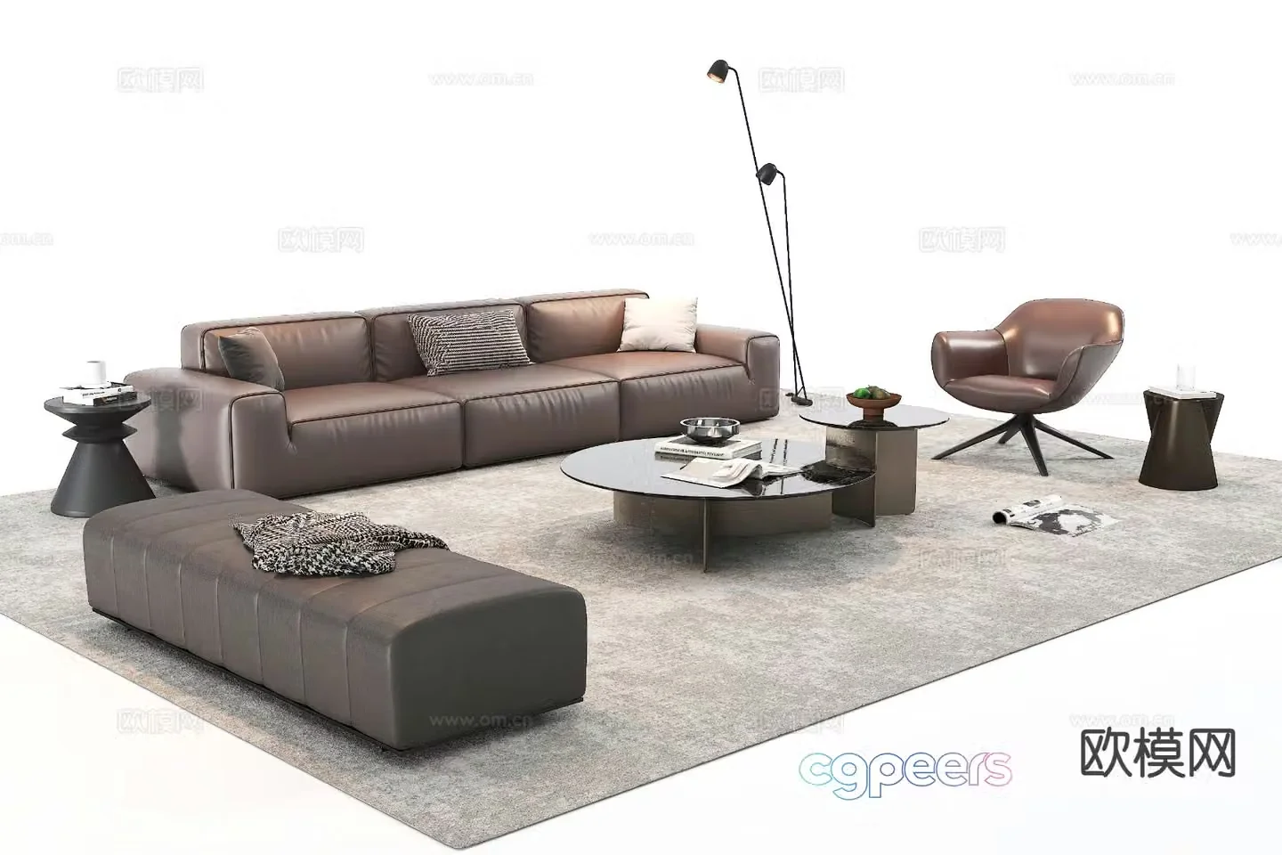 Modern modular sofa leather sofa 3d model