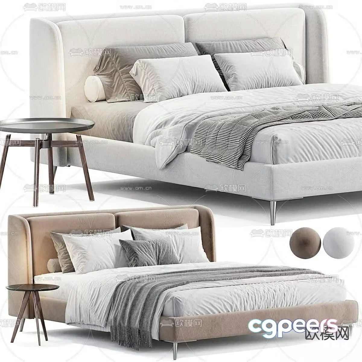 Skeez modern double bed 3d model