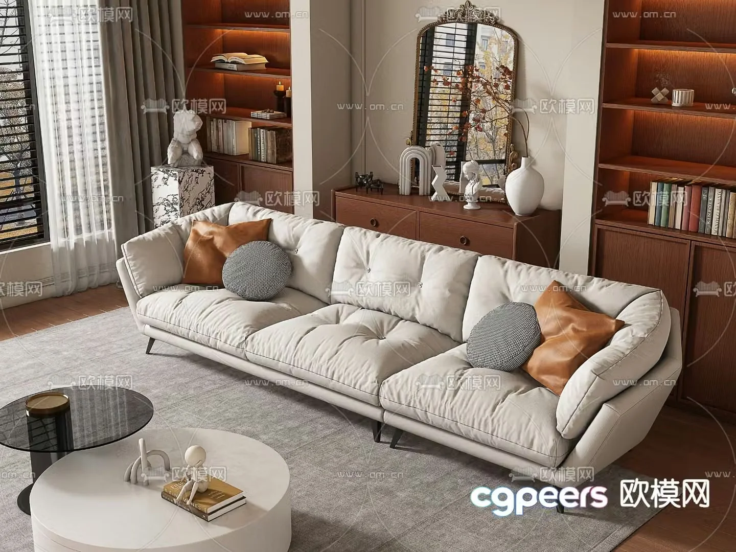 Medieval style multi-person sofa leisure sofa 3d model