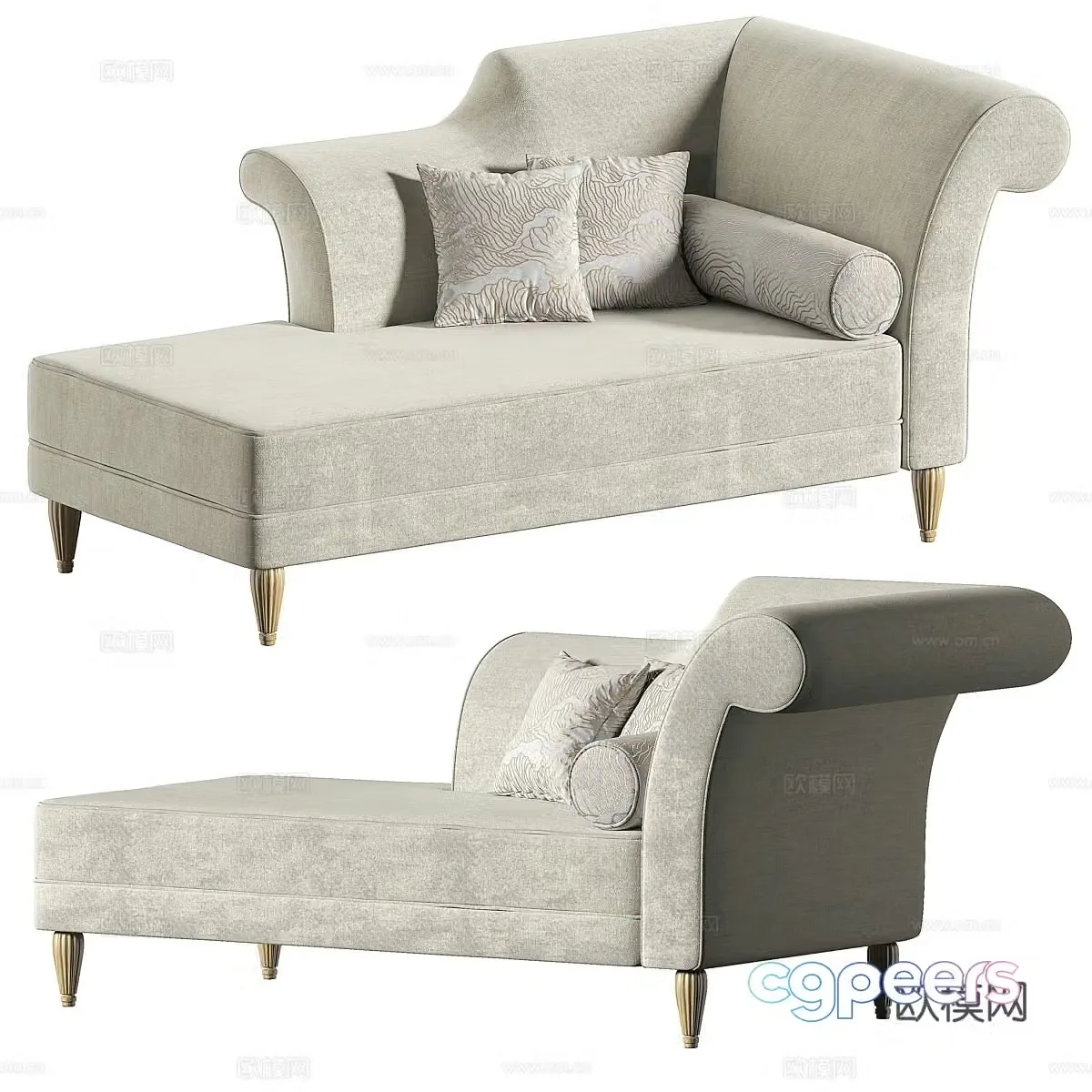 European style imperial concubine sofa imperial concubine chaise longue 3D model
