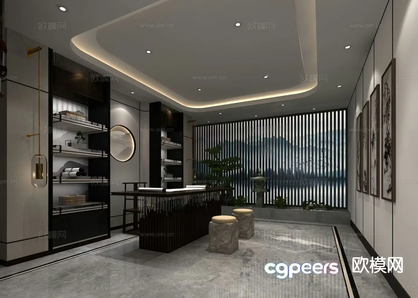 Chinese study room 3d model