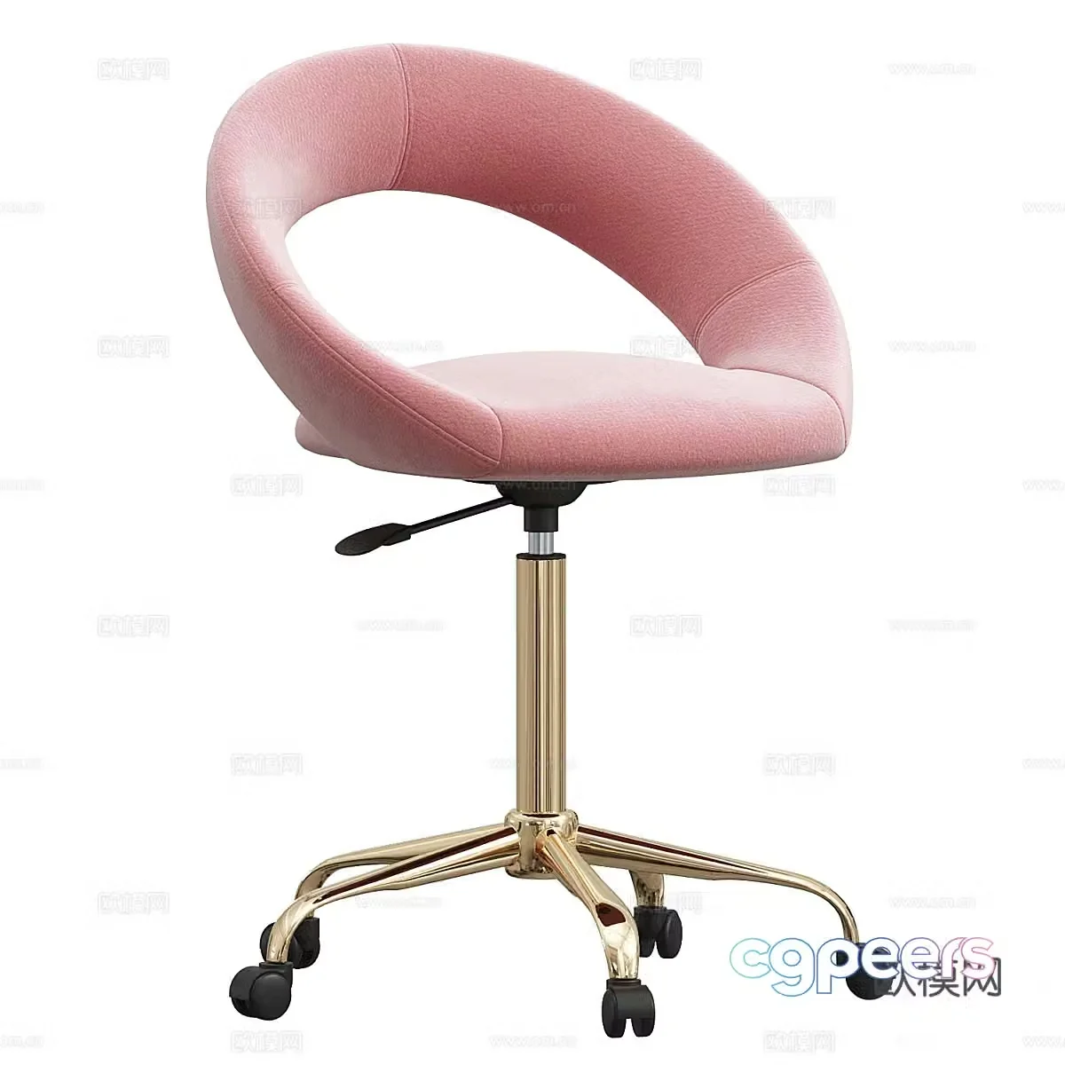 Modern light luxury Velvet work chair 3d model