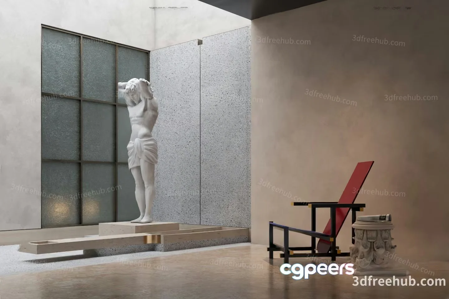 A Modern Sculpture Of A Woman 3D Model – 23000 – VRAY Render