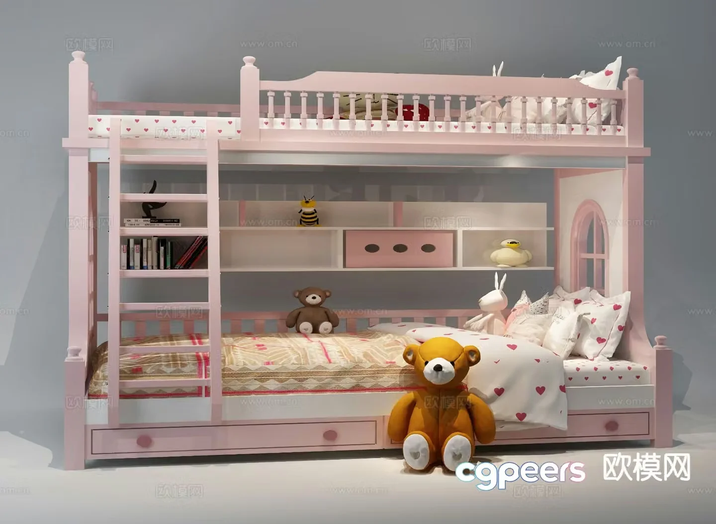 Jane European bunk bed children’s bed 3D model