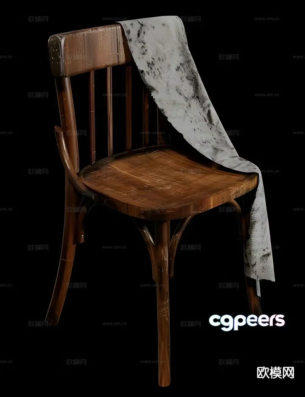 Modern solid wood single chair 3d model