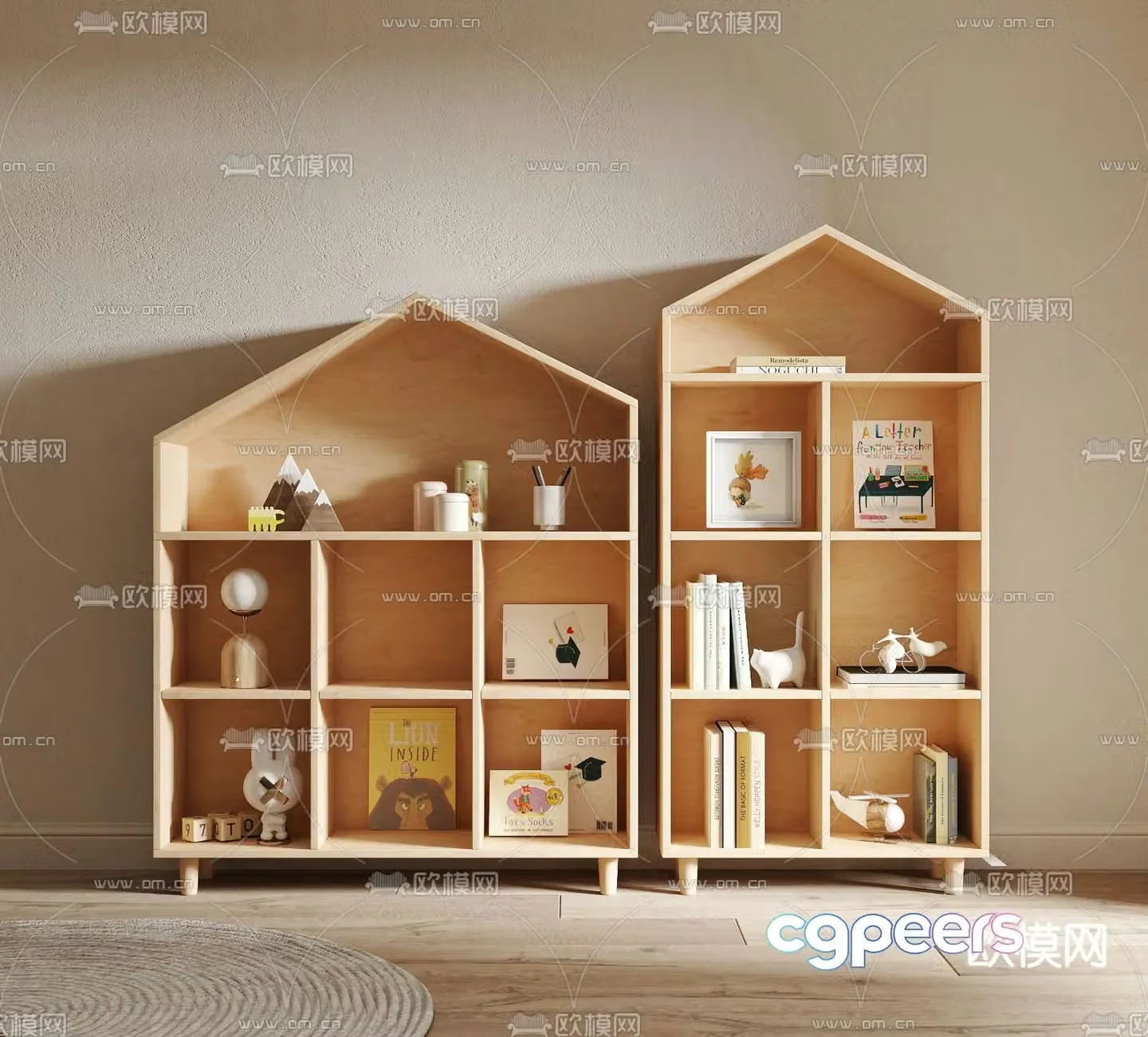 Toy cabinet children’s bookshelf 3d model