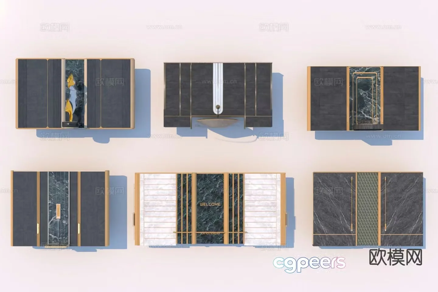 Modern facing wall 3d model