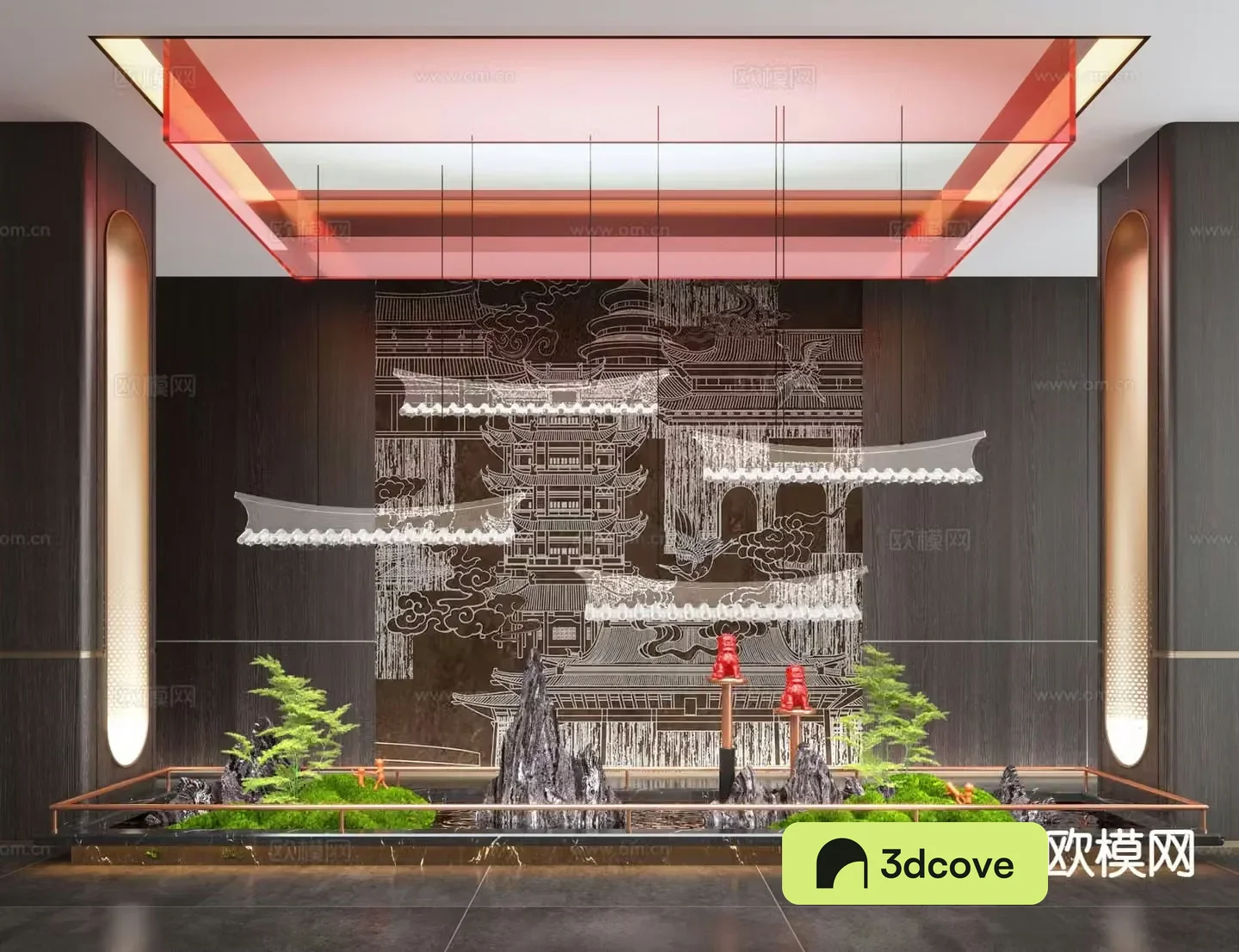 New Chinese style landscaping indoor landscape