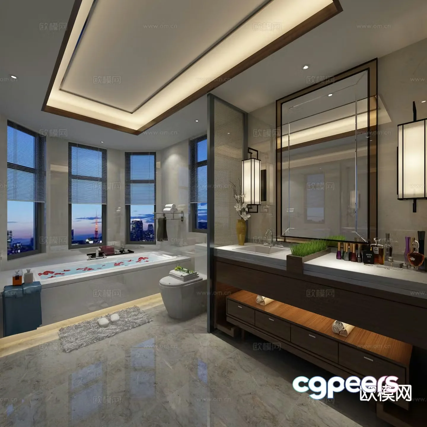 New Chinese style bathroom bathroom 3d model