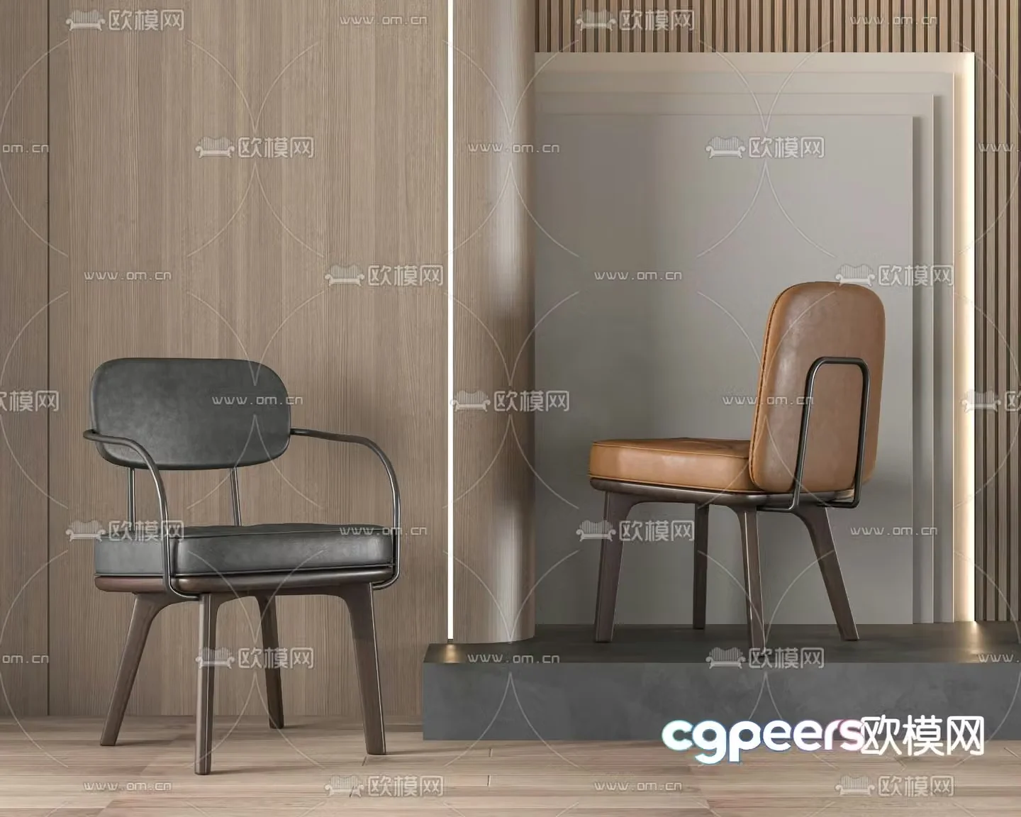 leather chair dining chair 3d model