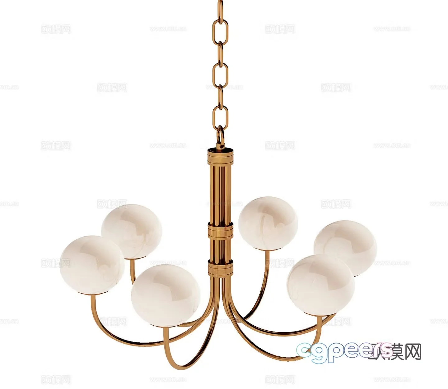 Light luxury multi-head chandelier 3D model