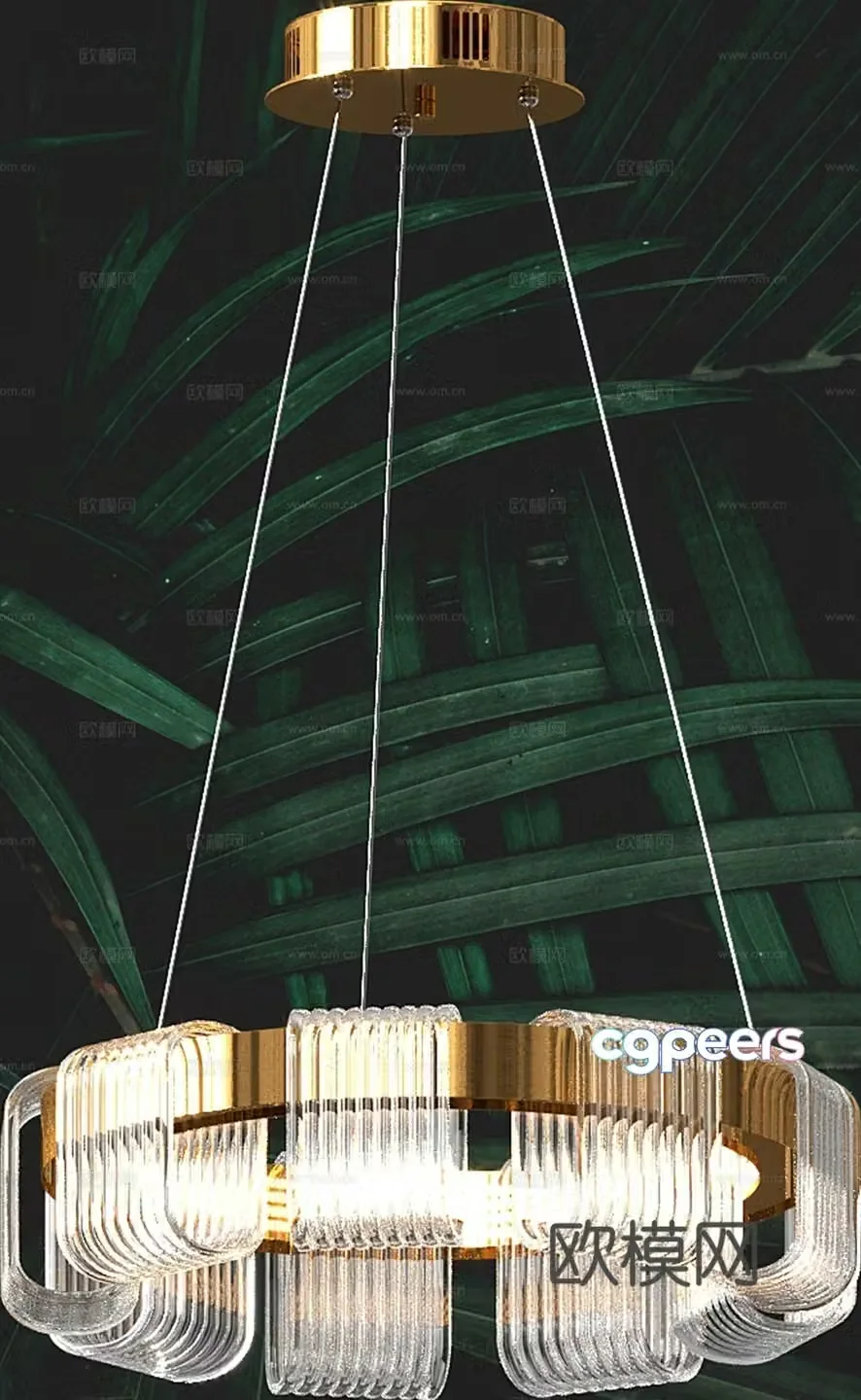 Light luxury glass chandelier 3d model