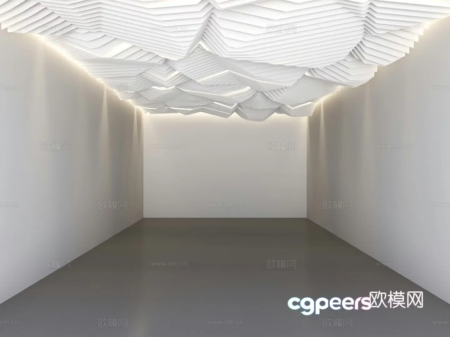 Modern special-shaped ceiling grille ceiling curved ceiling wave ceiling 3D model