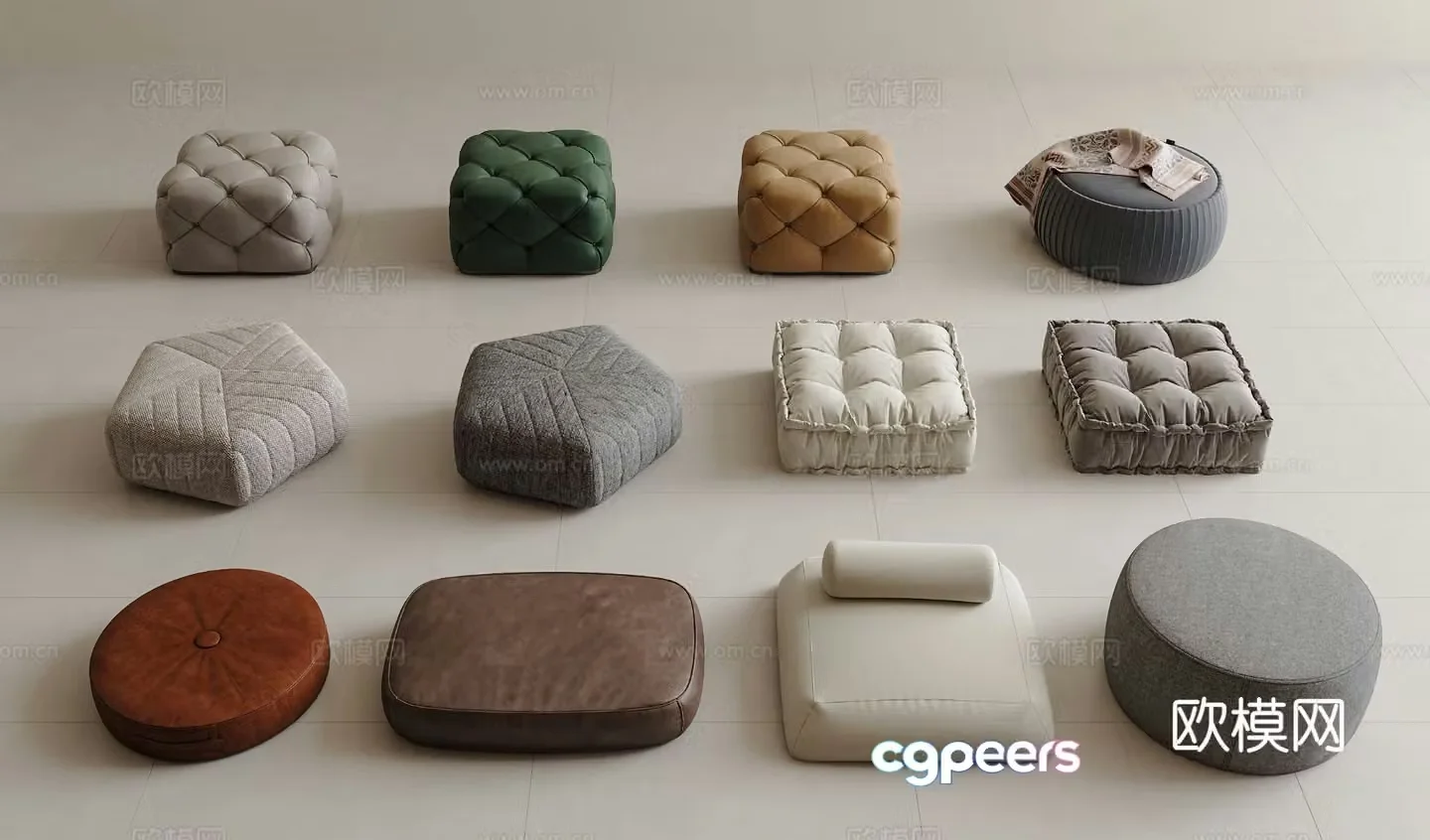 Modern stool sofa stool low stool footrest 3d model