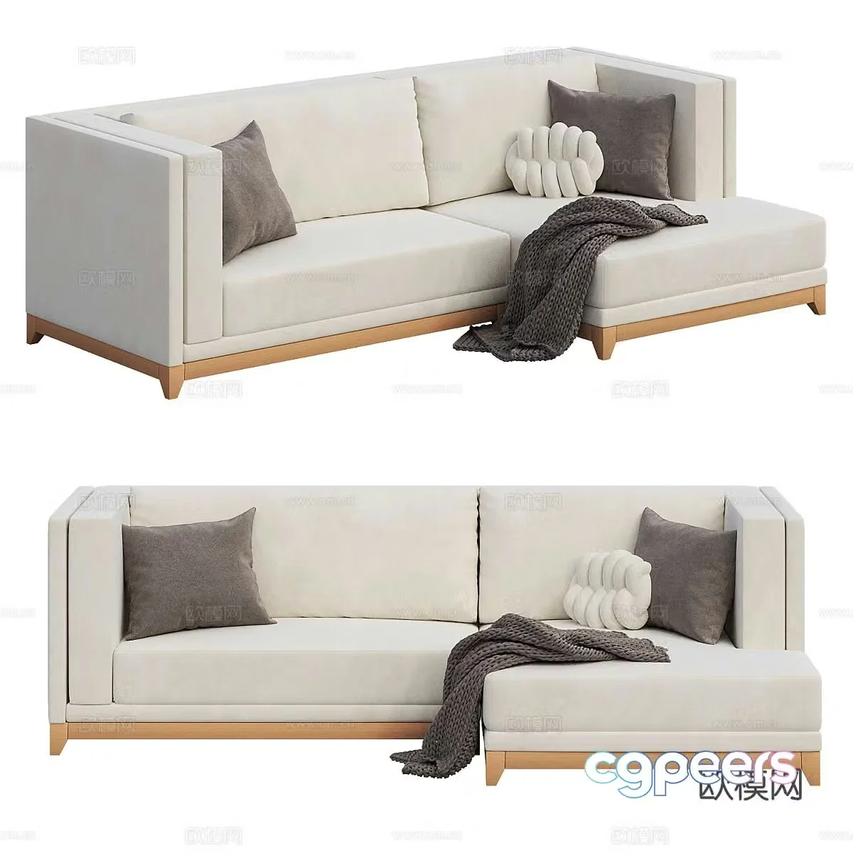 Double sofa upholstered sofa 3d model