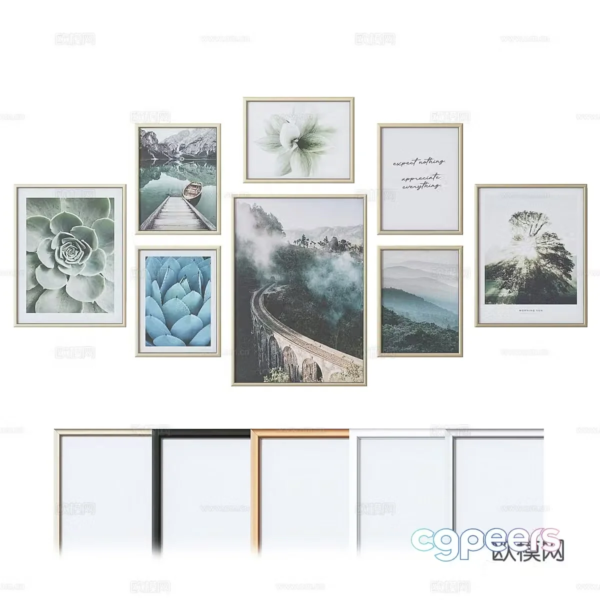 Modern hanging paintings decorative paintings photo frames 3d model