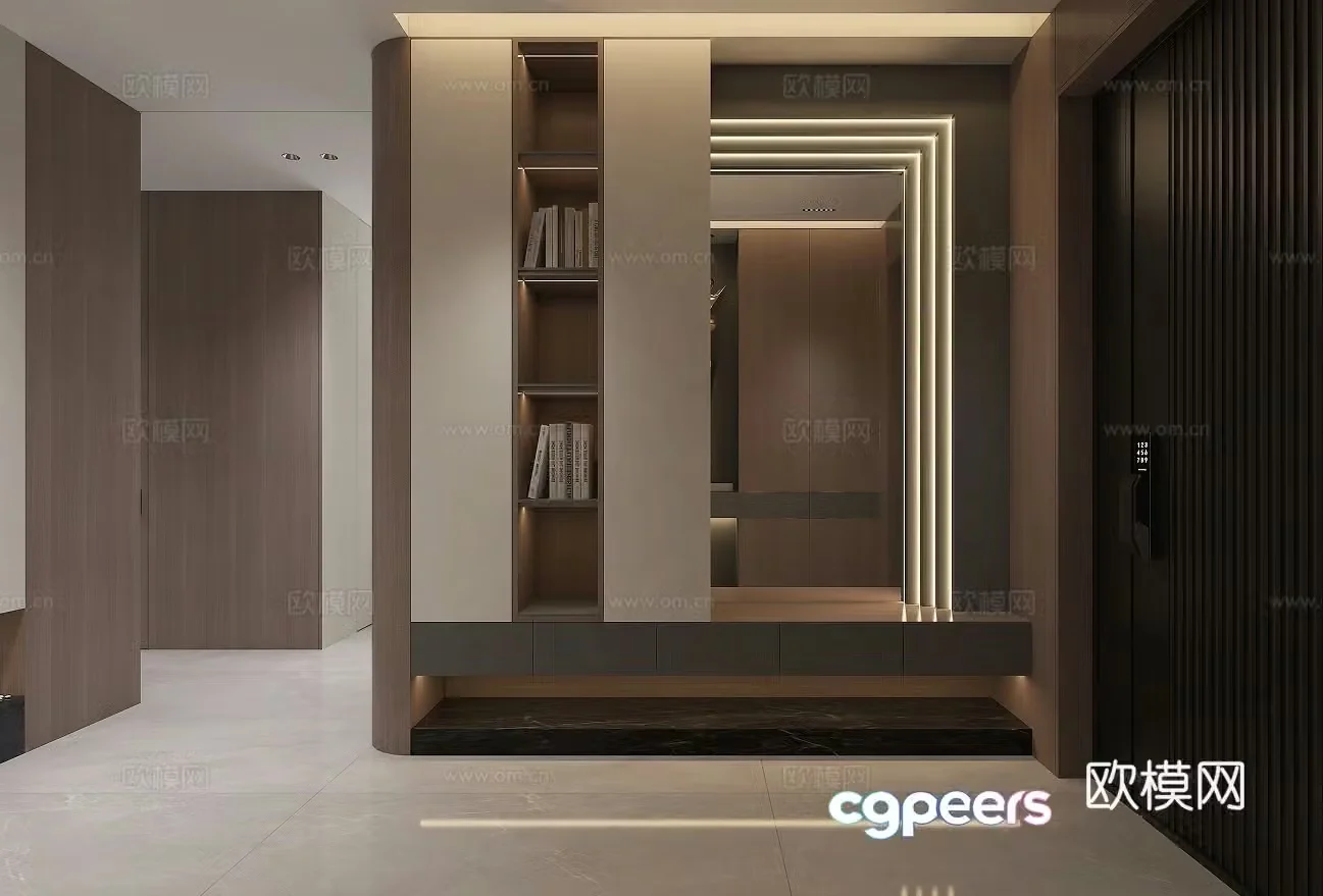 Italian style entrance door shoe cabinet 3D model