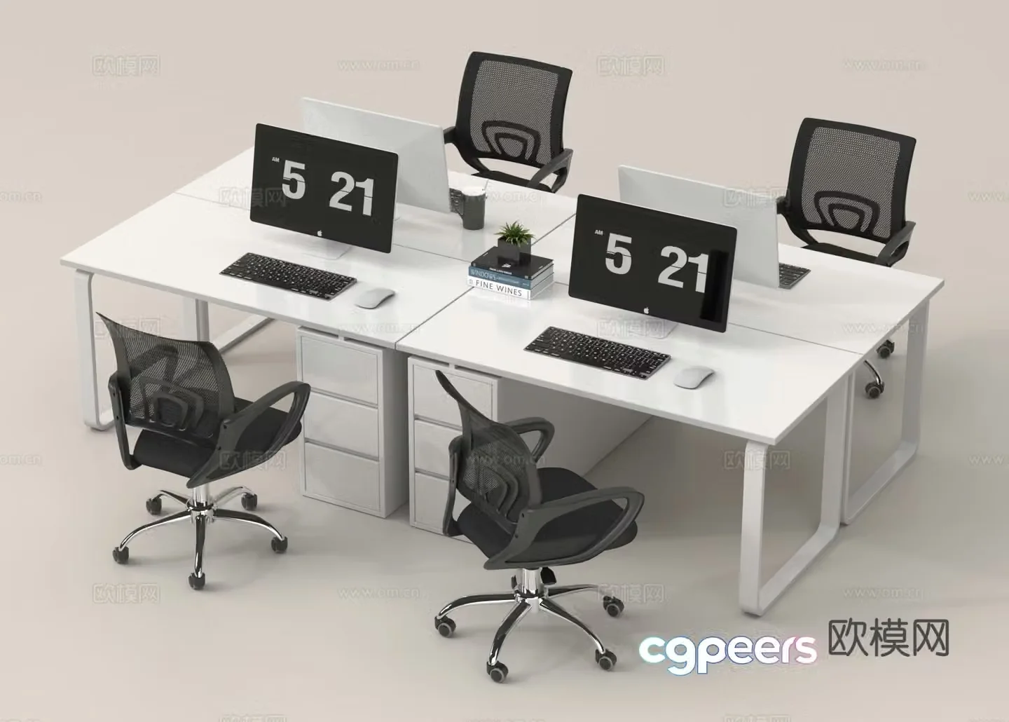 Office desk chair staff position workbench 3d model