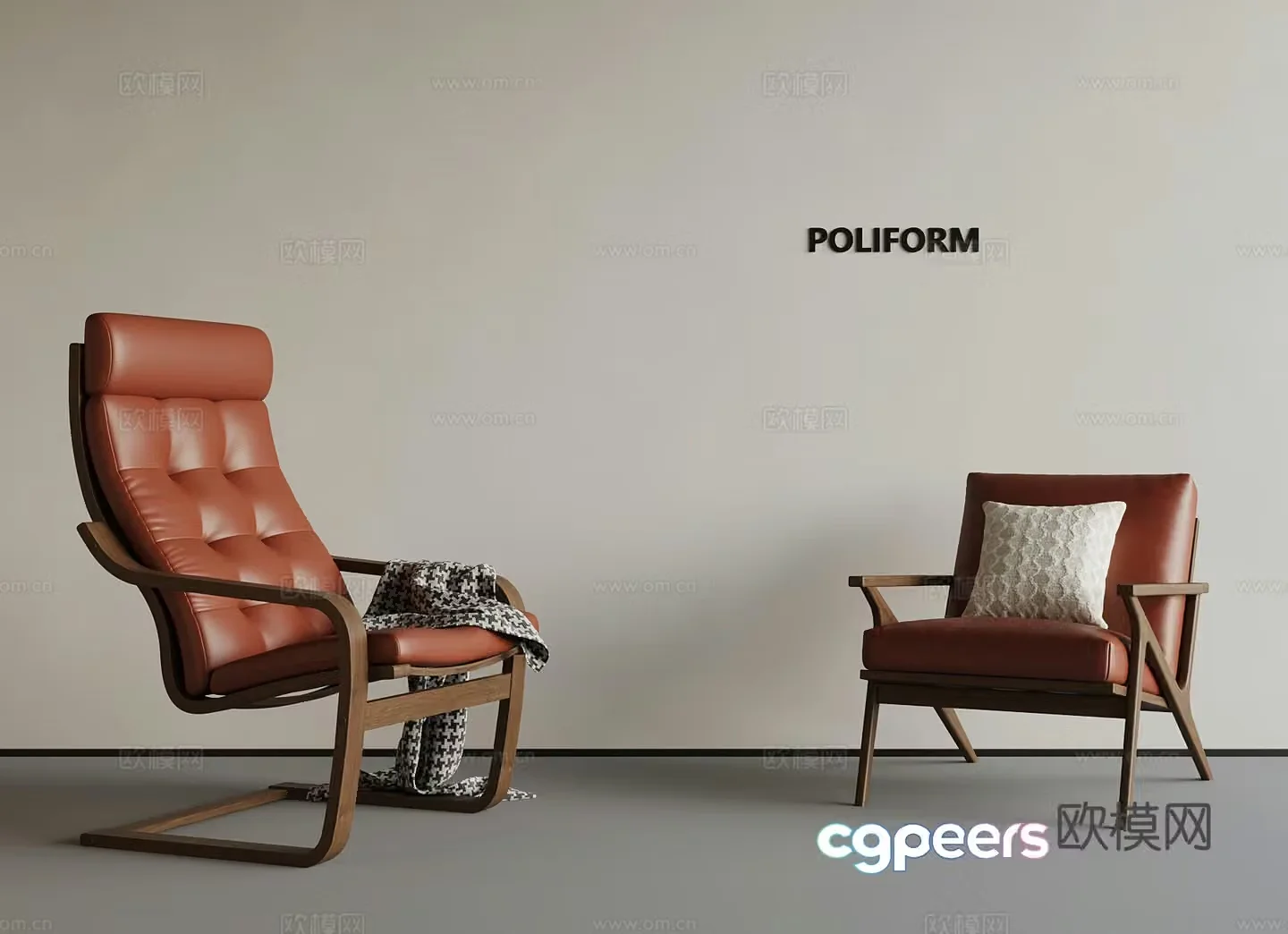 Medium style leisure chair single chair 3d model