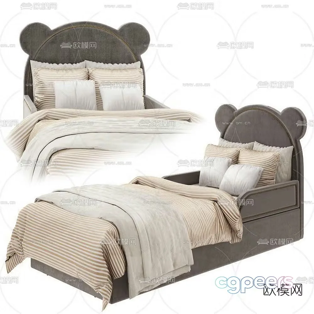 Modern fabric children’s bed 3d model