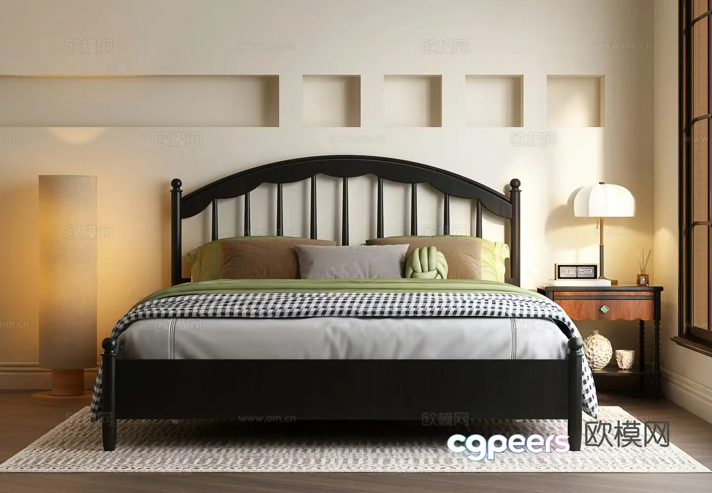 French retro bedroom French retro double bed French double bed Retro bedroom 3d model