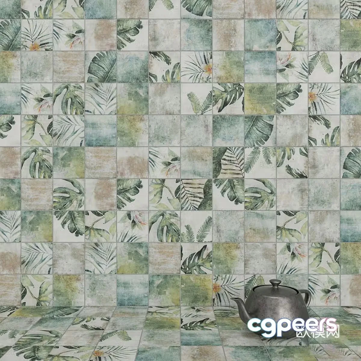 Modern Nordic mosaic tiles flower tiles antique tiles 3D model