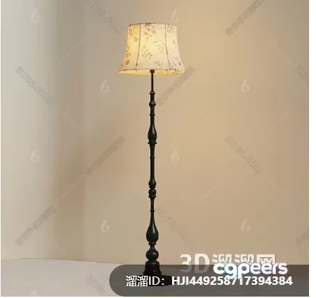 A Lamp With A White Shade 3D Model – 17603 – VRAY Render