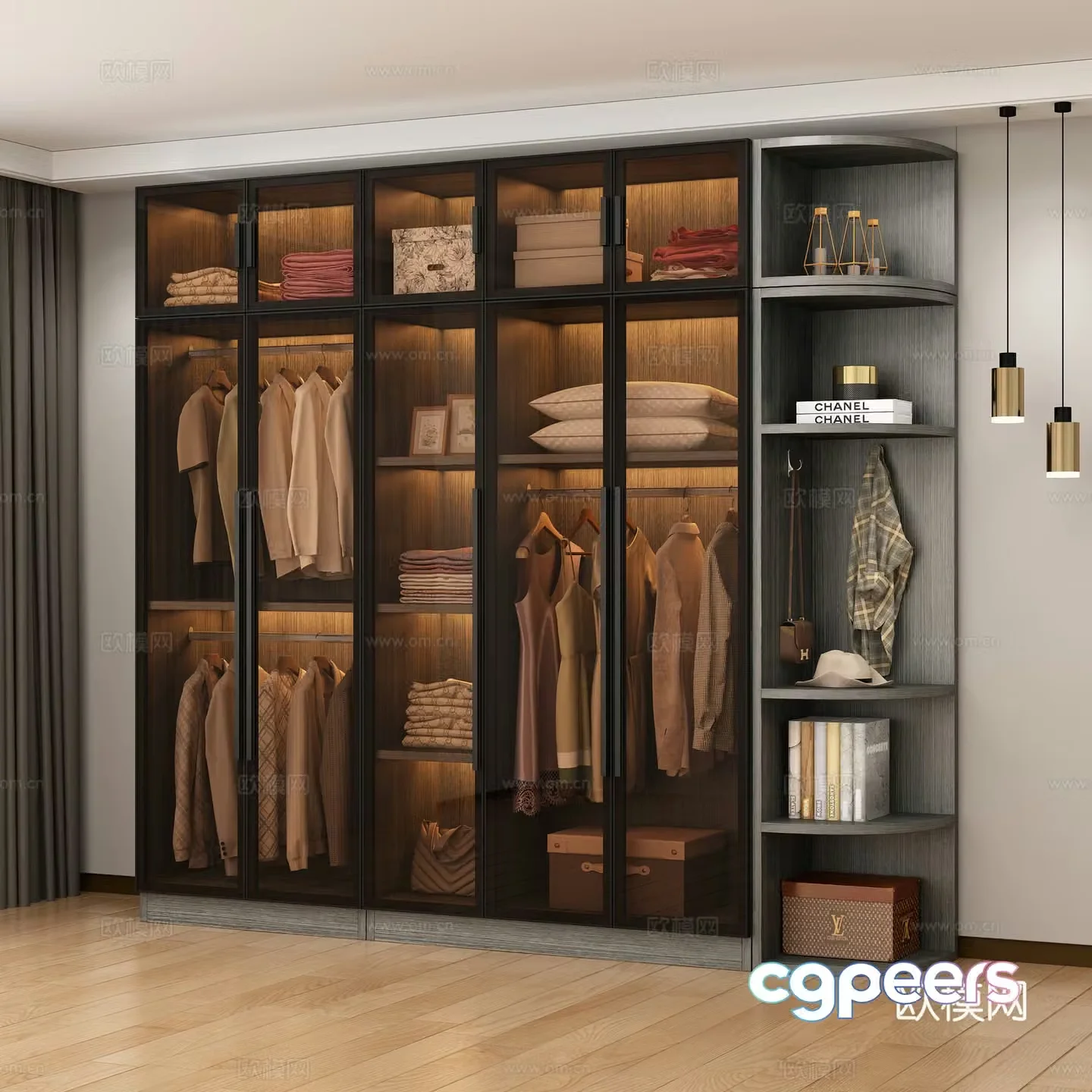 Light luxury glass wardrobe 3d model