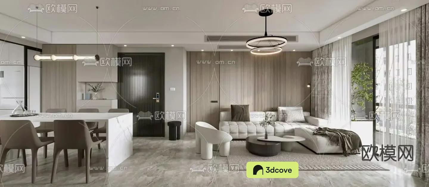 Modern living and dining room