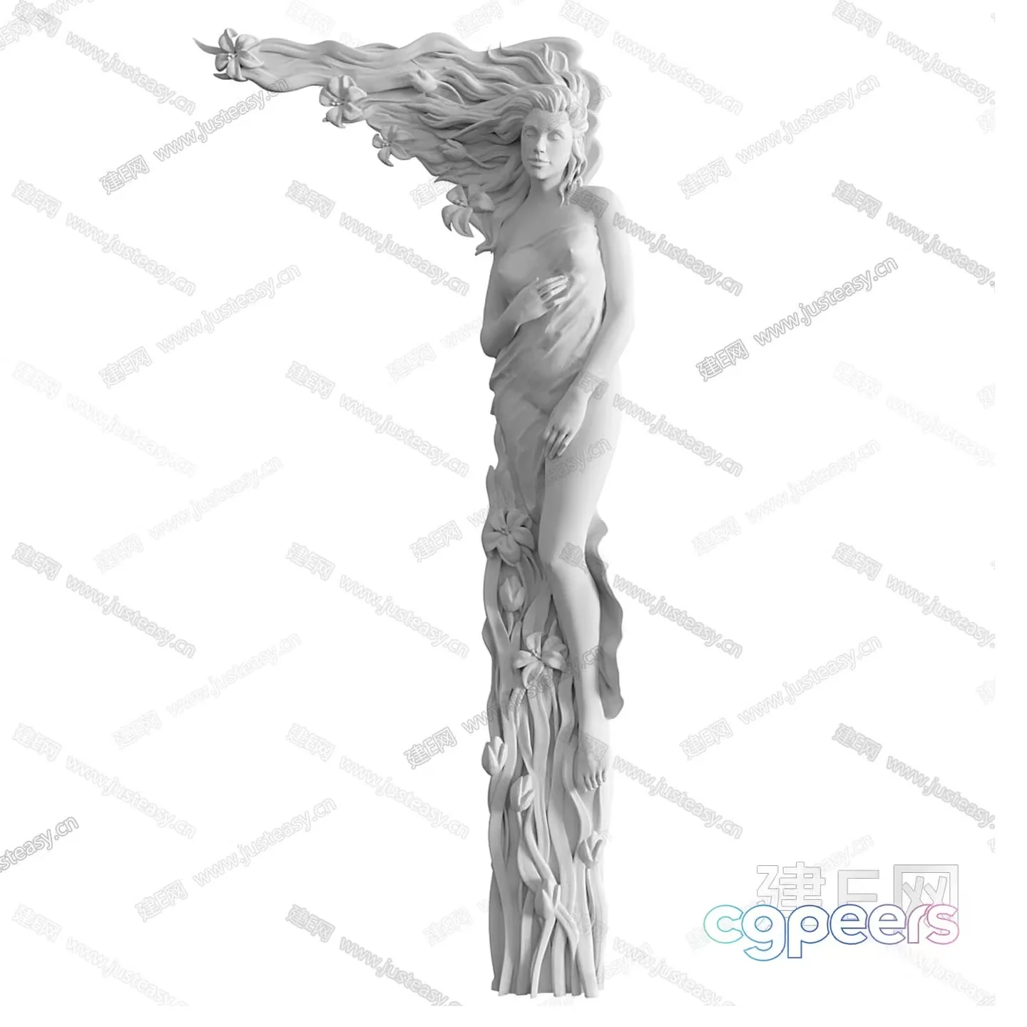 A Woman With Long Hair 3D Model – 17117 – VRAY Render