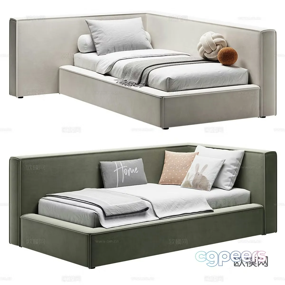 Modern children’s fabric sofa bed 3d model
