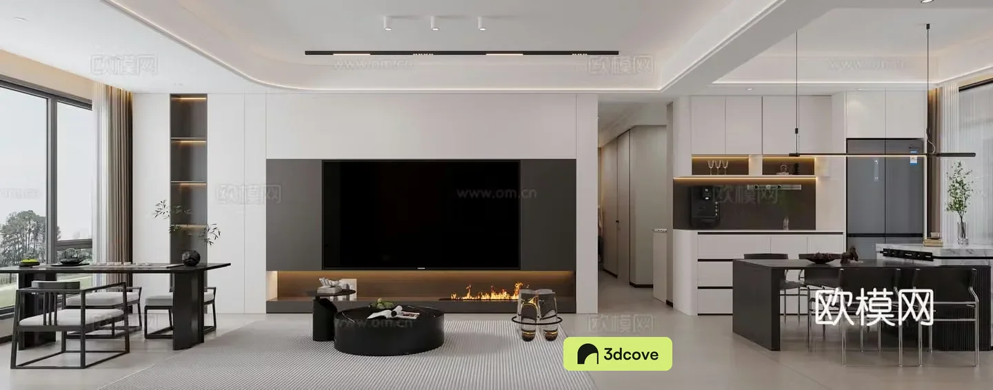 Modern black white and gray living room