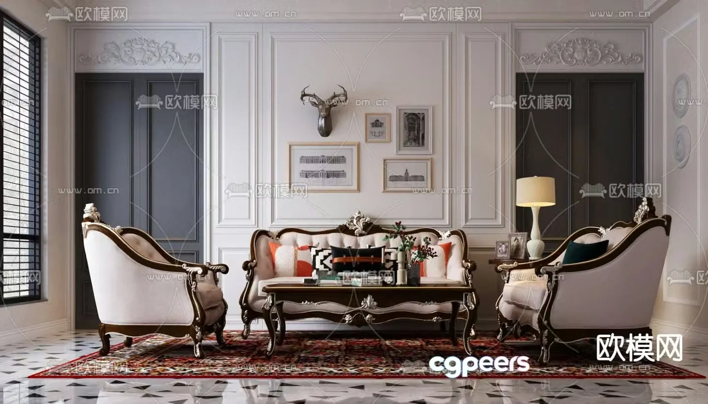 European sofa combination 3d model