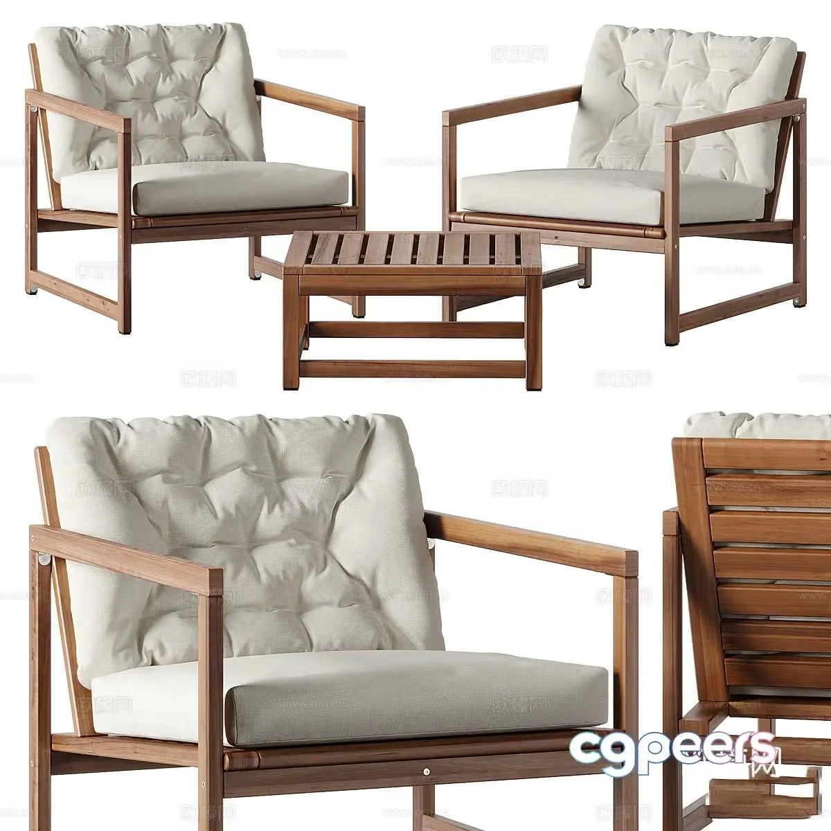 New Chinese casual table and chair 3D model