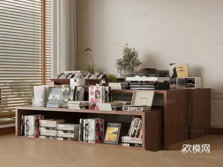 A Bookshelf With Vinyl Records 3D Model – 13959 – VRAY Render