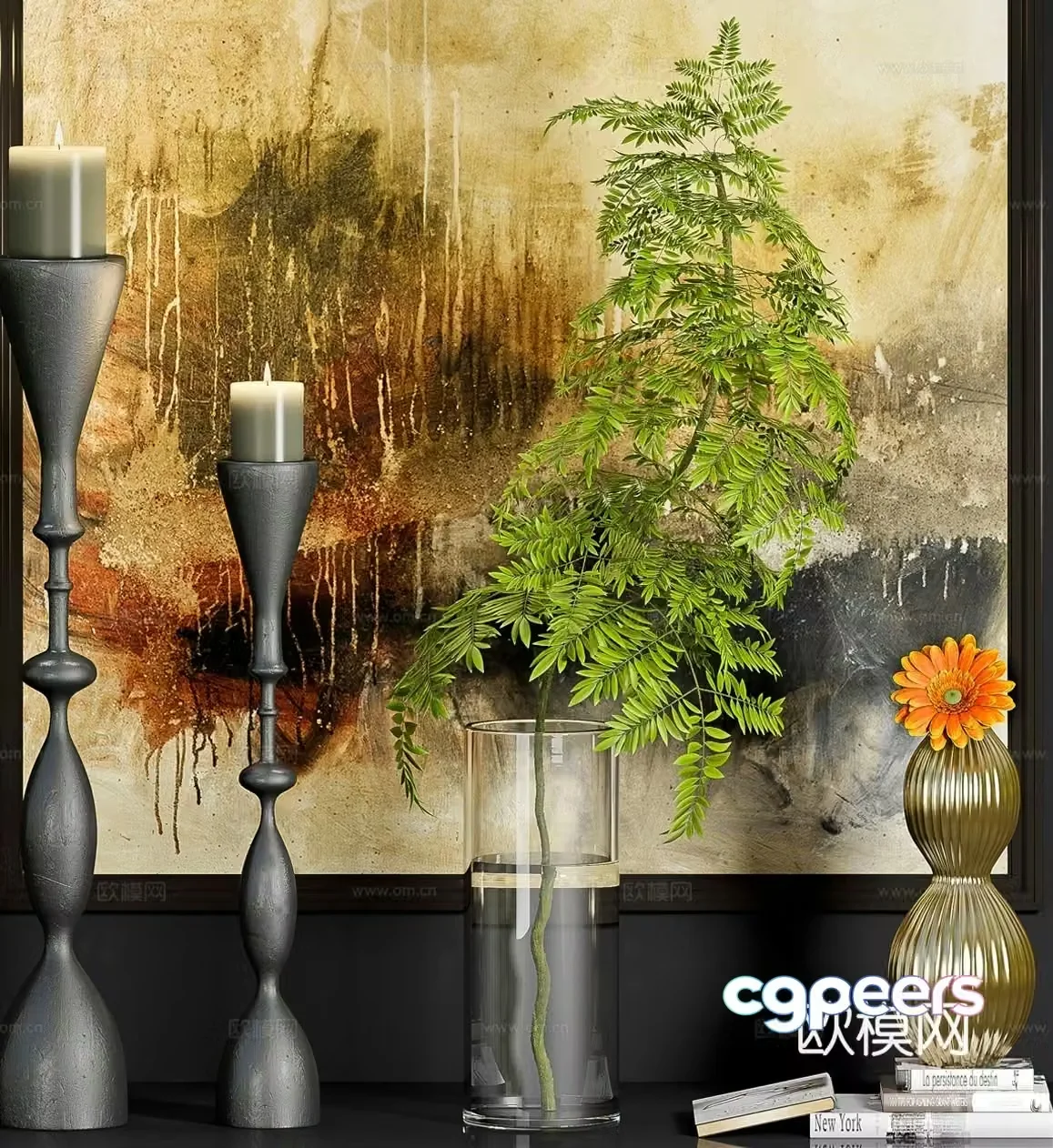 Modern jewelry ornaments candle decorative painting 3d model