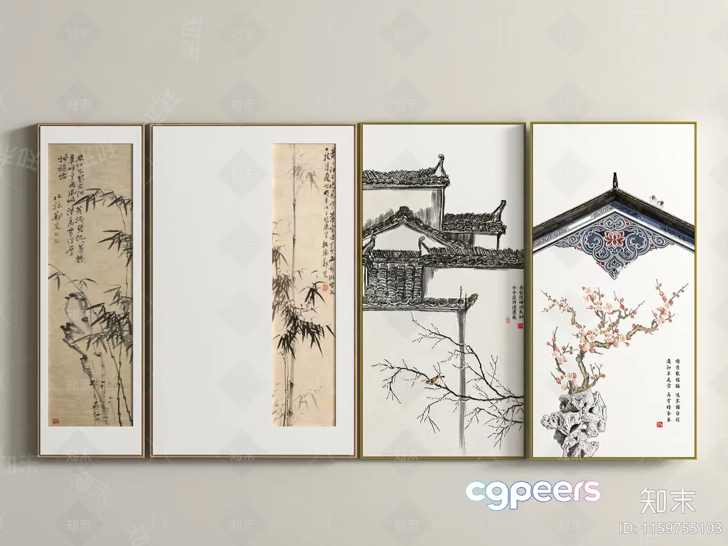 Chinese-Style Artwork 3D Model – 3372 – VRAY Render