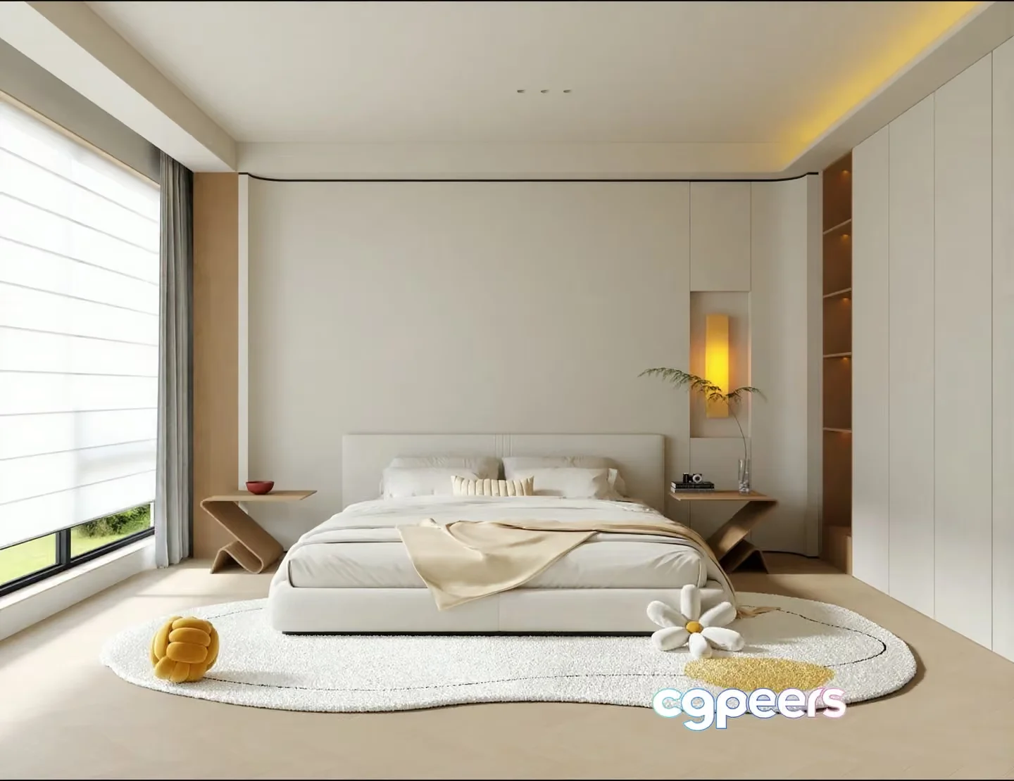 Modern Minimalist Bedroom 3D Model – 14125 – VRAY Render