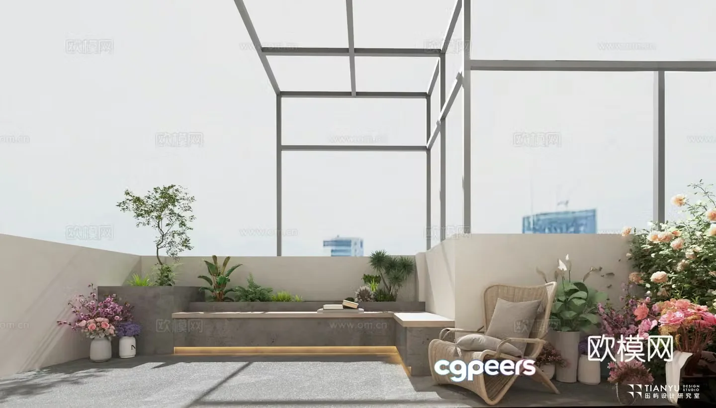 Modern garden landscape 3d model