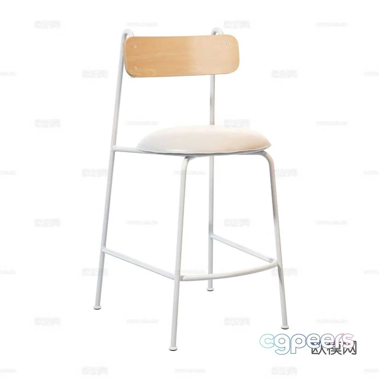 Lena Nordic bar chair Minimalist bar chair Modern bar chair Leather bar chair Metal bar chair 3d model