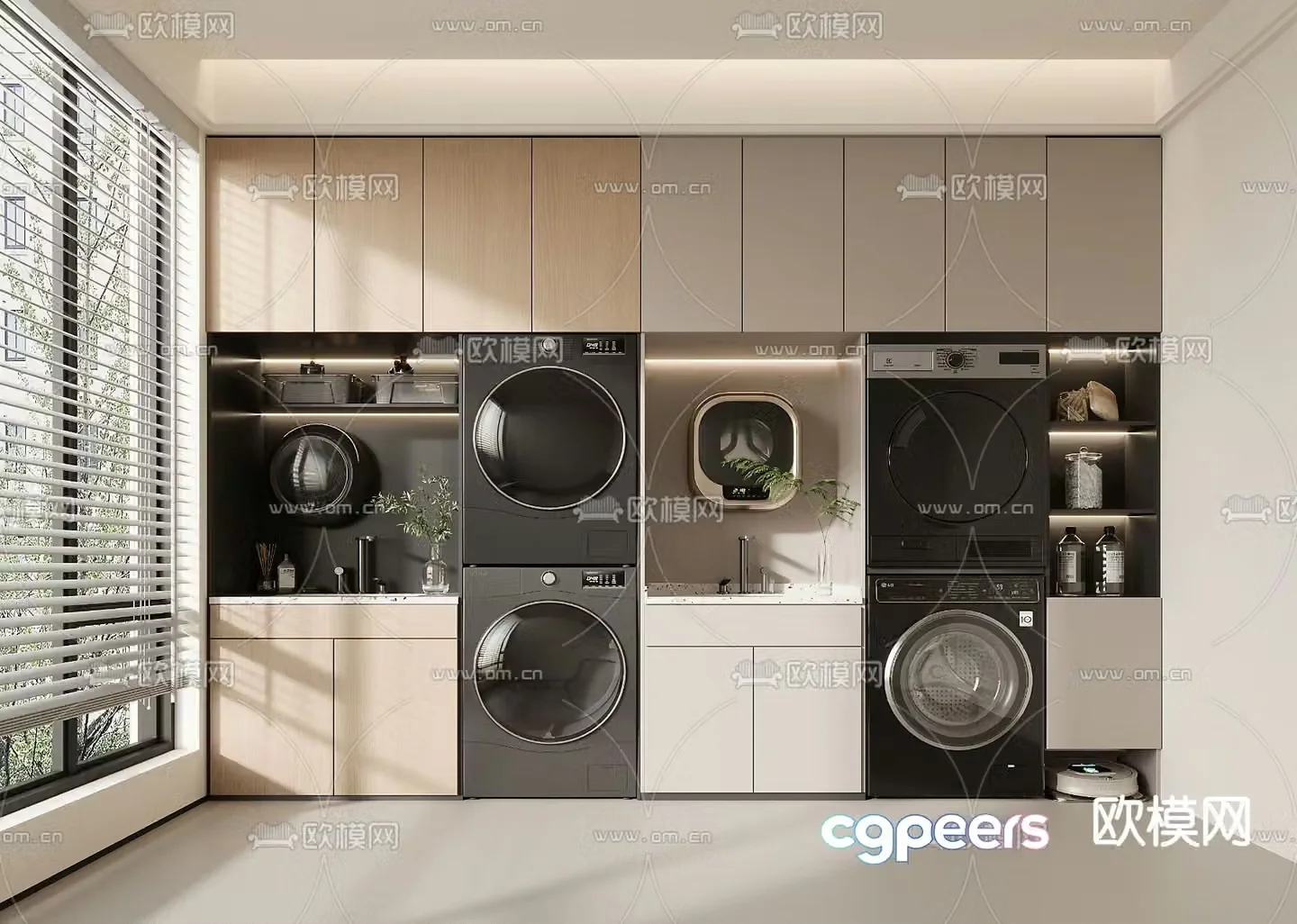 Washing machine cabinet balcony cabinet 3d model